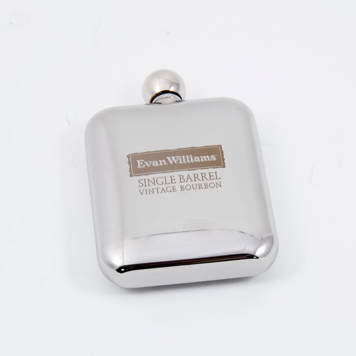 6 oz. Stainless Steel Mirror Finish Flask with Rounded Corners.
