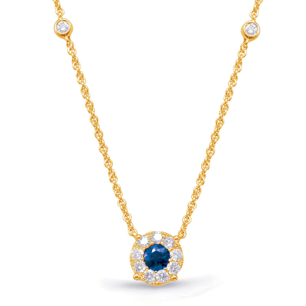 Yellow Gold Diamond & Sapphire Necklace
