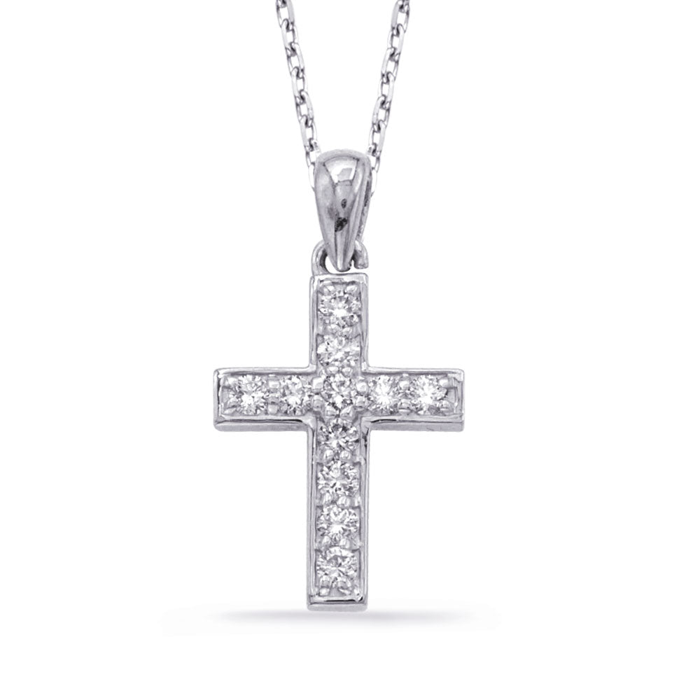 White Gold Diamond Cross Pendant