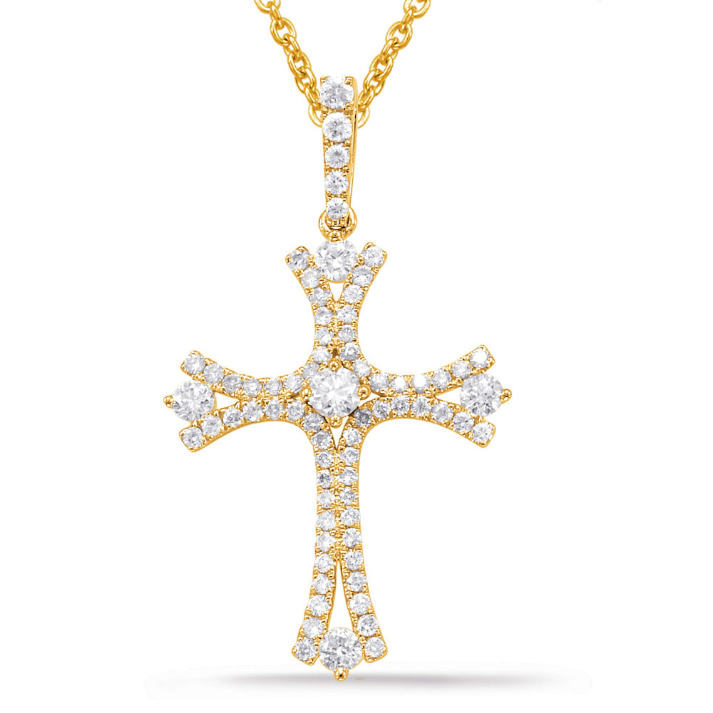 Yellow Gold Diamond Cross Pendant