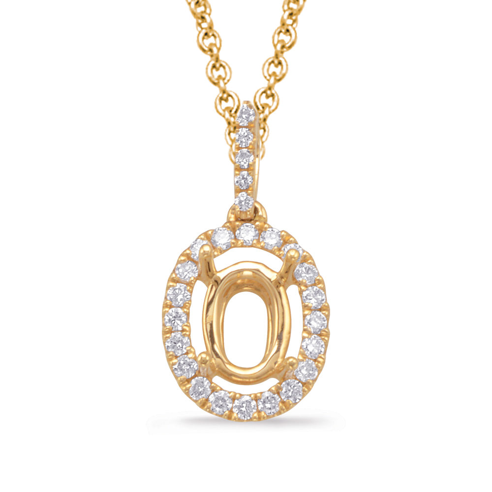 Diamond Pendant For 8x6mm Oval Center