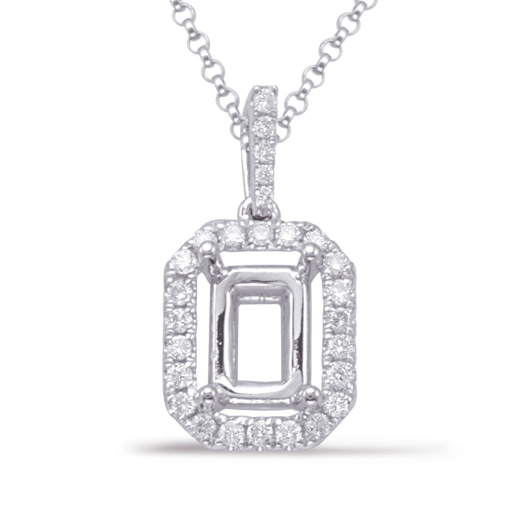 Diamond Pendant For 7x5mm Emerald Cut