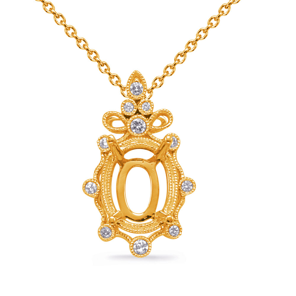 Yellow Gold Diamond Pendant 11x9mm Oval