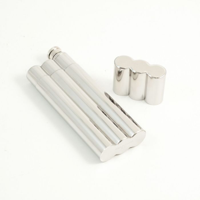 Stainless Steel Double Cigar Tube with 2 oz. Flask.