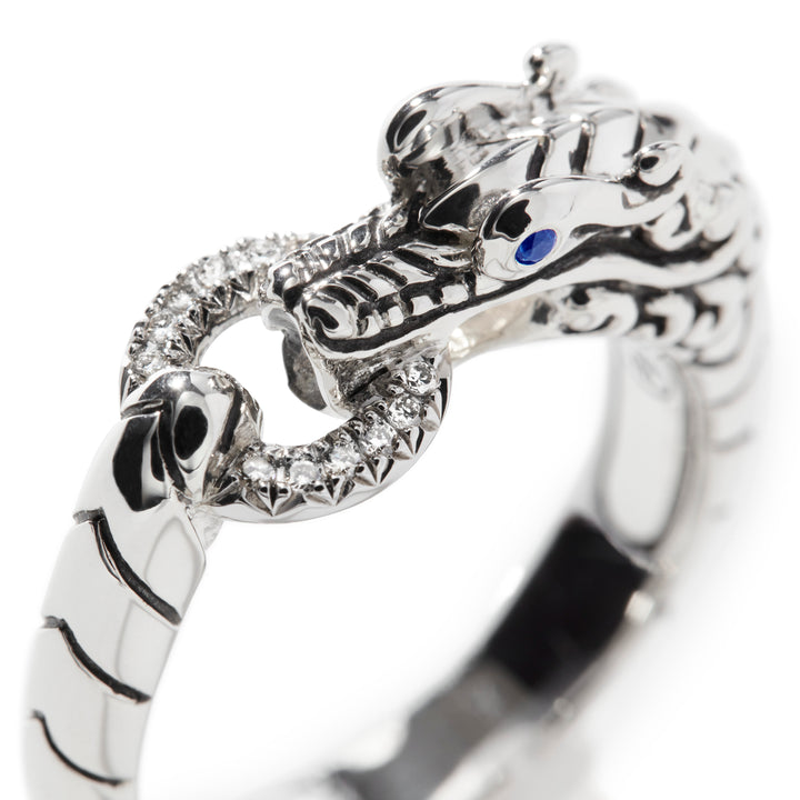 Naga Ring, Sterling Silver, Diamonds