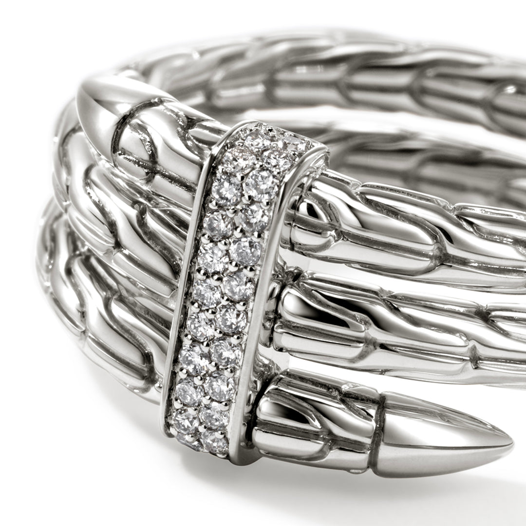 Spear Ring, Silver, Diamonds, Wide