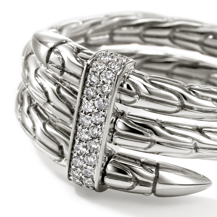 Spear Ring, Silver, Diamonds, Wide
