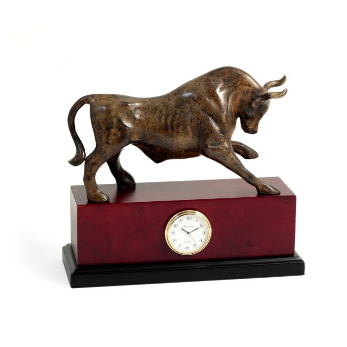Brass Bull Sculpture with Flamed Patina Finish