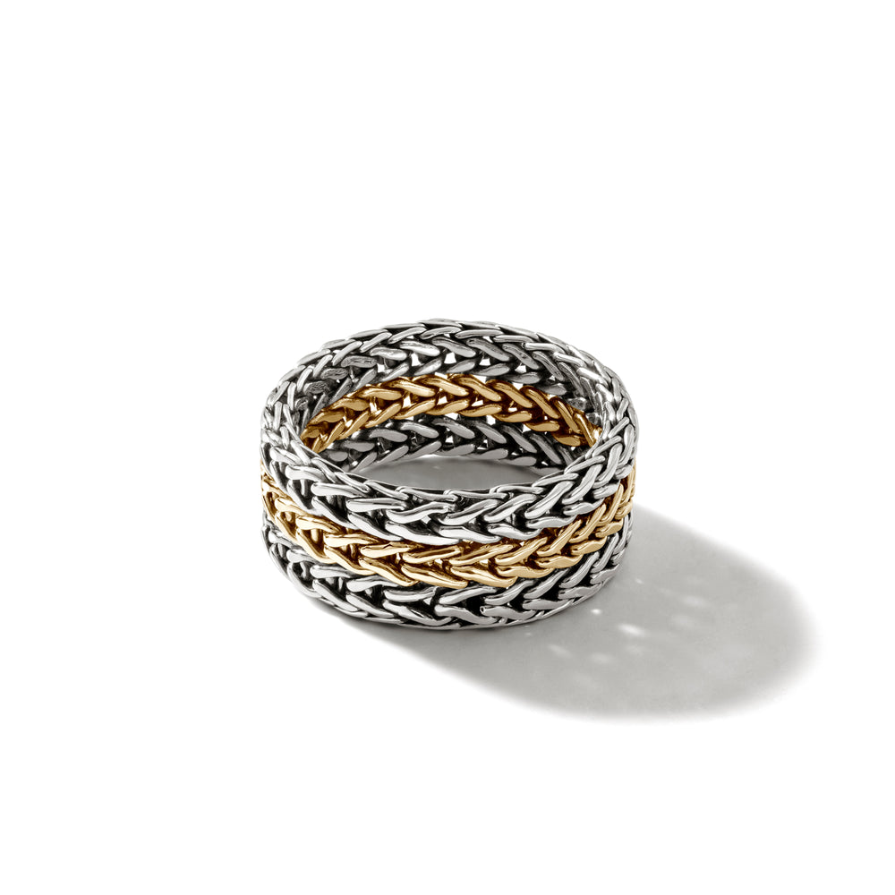 Icon Link Chain Ring, Silver, Gold, Wide