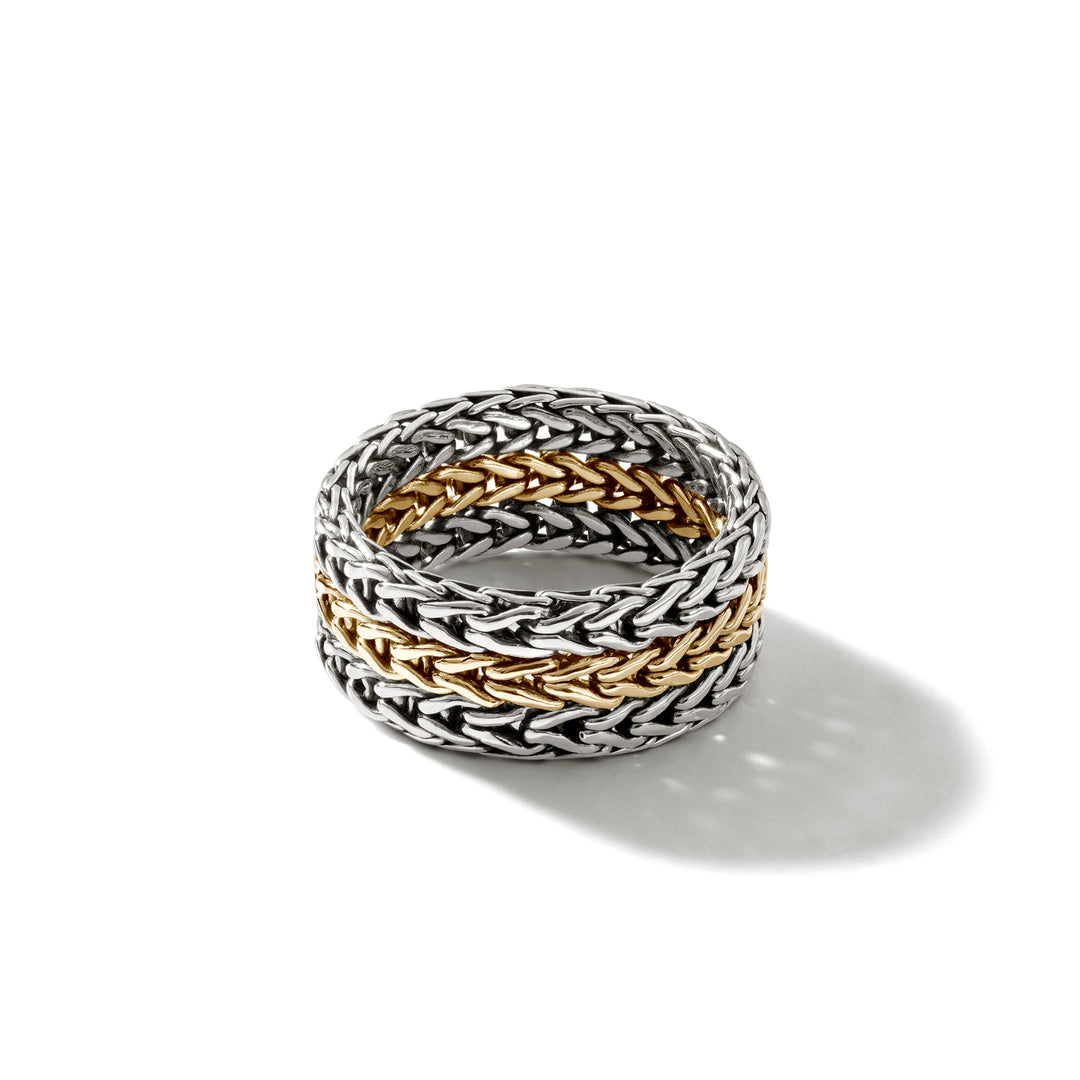 Icon Link Chain Ring, Silver, Gold, Wide