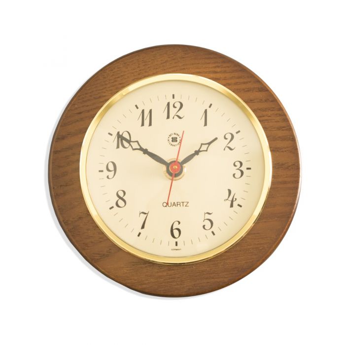 Quartz Clock on 5" Cherry Wood with Brass Bezel.