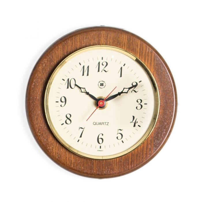 Quartz Clock on 5" Cherry Wood with Brass Bezel.